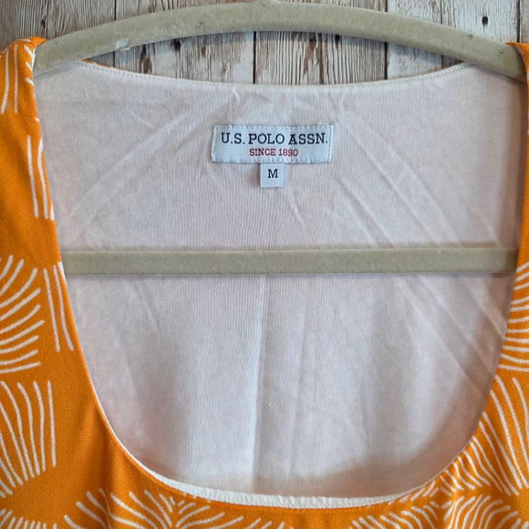 Women's U.S. Polo Assn.‎ Dress Size M Orange White - Picture 3 of 12